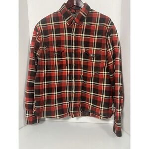 Speed And Strength M Plaid Red Black 9 Moto Shirt Full Zip Snap Bikercore  073